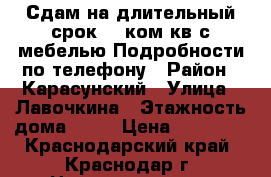 Сдам на длительный срок , 1ком.кв.с мебелью.Подробности по телефону › Район ­ Карасунский › Улица ­ Лавочкина › Этажность дома ­ 18 › Цена ­ 15 000 - Краснодарский край, Краснодар г. Недвижимость » Квартиры аренда   . Краснодарский край,Краснодар г.